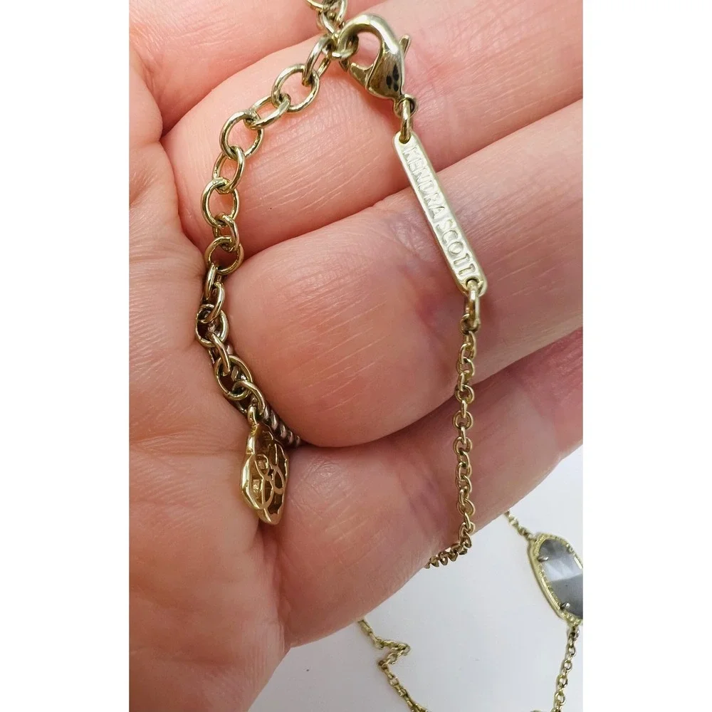 Kendra Scott Elisa Pendant Necklace Gold Iridescent Slate Cats Eye Stone